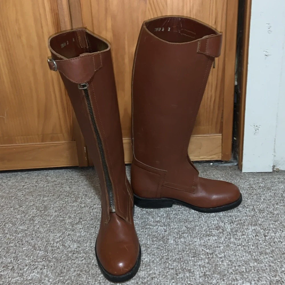 American made polo player boots ladies size 9 1/2-10 Regular calf saddle brown